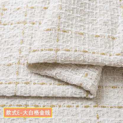 Wholesale 100% Polyester Woolen Fabric Fiber Plaid Check Woven Woolen Yarn Dyed Tweed Fabric for Coat Clothing Dress Vest Skirt