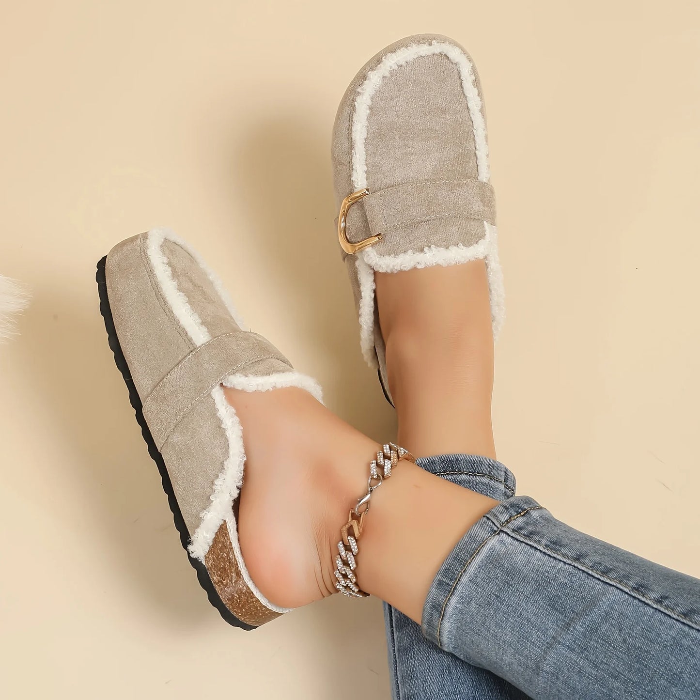 New Autumn and Winter Women's Home slippers Warm Plus Velvet Thick-soled slippers Bohemian Style Comfortable Women's Shoes