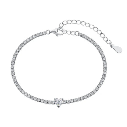 Dylam Charm Jewelry Accessories S925 Silver Rhodium Plated 5A Grade Cubic Zirconia Classic Tennis Bracelet for Women