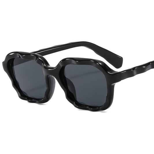 89154 Vintage Square Unique Wave Shape Sunglasses Women Fashion Double Color Shades UV400 Men Sun Glasses