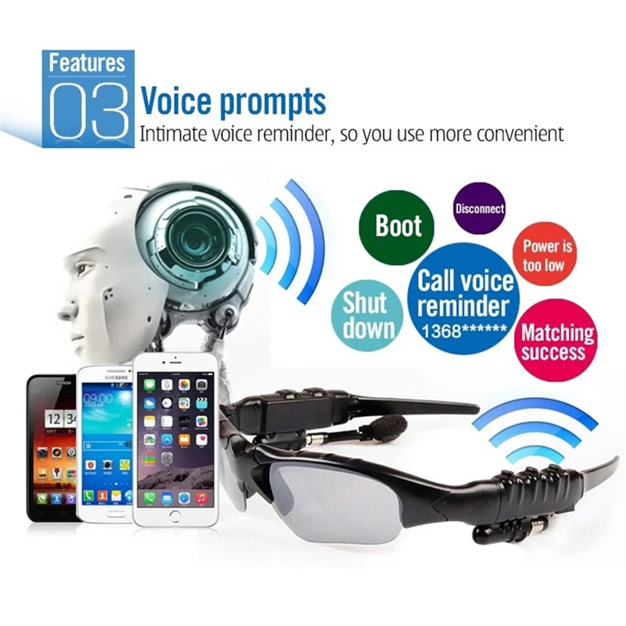 Sunglasses Earphone Wireless Headset with Mic Smart Glasses Earbuds Stereo Sport Sunglasses Headphone for Driving Cycling