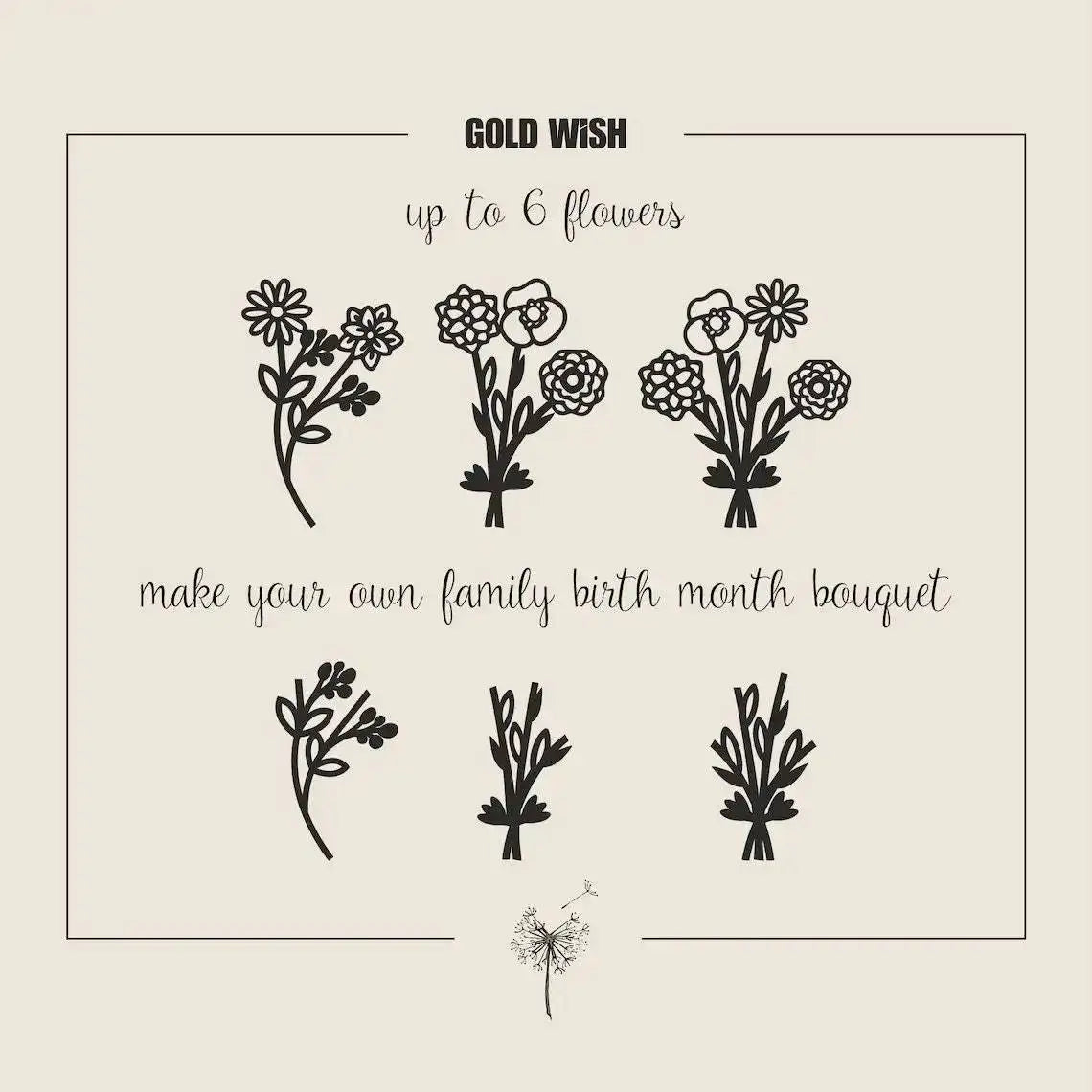 Qiuhan Bouquet Stainless Steel Jewelry Gift for Women 18K Gold Birth Flower Necklace