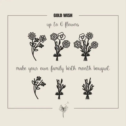 Qiuhan Bouquet Stainless Steel Jewelry Gift for Women 18K Gold Birth Flower Necklace