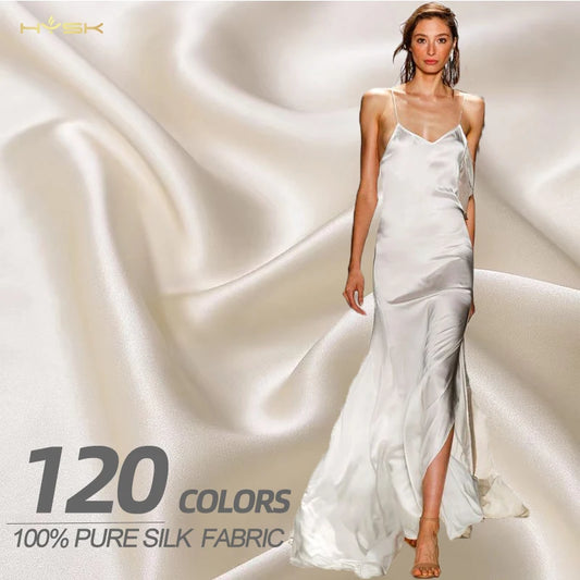 White Soft Bridal Organic Natural Vintage Wedding Meter Textile Tussah Luxury Charmeuse 100% Pure Silk Satin Fabric for Women