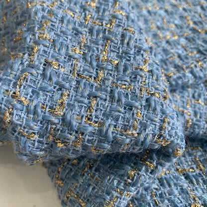 Wholesale 100% Polyester Woolen Fabric Fiber Plaid Check Woven Woolen Yarn Dyed Tweed Fabric for Coat Clothing Dress Vest Skirt