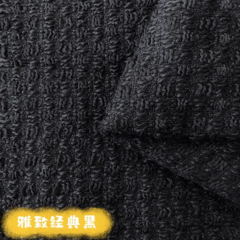 Wholesale 100% Polyester Woolen Fabric Fiber Plaid Check Woven Woolen Yarn Dyed Tweed Fabric for Coat Clothing Dress Vest Skirt