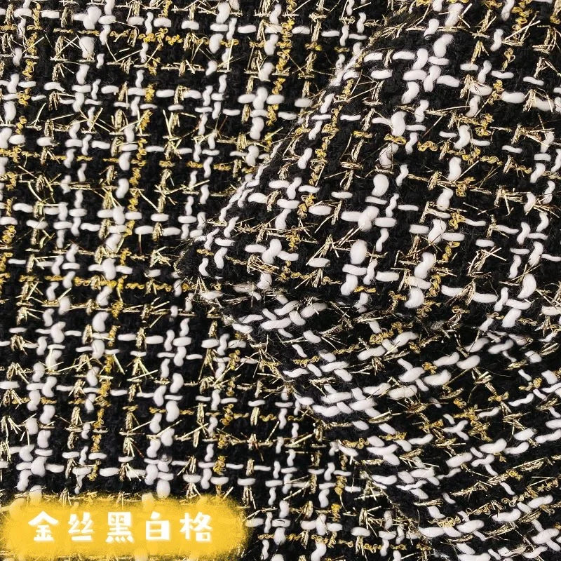 Wholesale 100% Polyester Woolen Fabric Fiber Plaid Check Woven Woolen Yarn Dyed Tweed Fabric for Coat Clothing Dress Vest Skirt