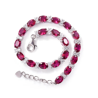 Exquisitely Crafted Fine Jewelry 925 Sterling Silver  Adjustable Ruby  Gemstone Woman Bracelet