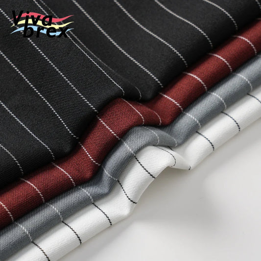 95% Polyester 5% Spandex 200gsm Yarn-Dyed Vertical Stripe Stretch Fabric for Suits Uniforms Work Clothes Fashion Suits