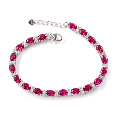 Exquisitely Crafted Fine Jewelry 925 Sterling Silver  Adjustable Ruby  Gemstone Woman Bracelet