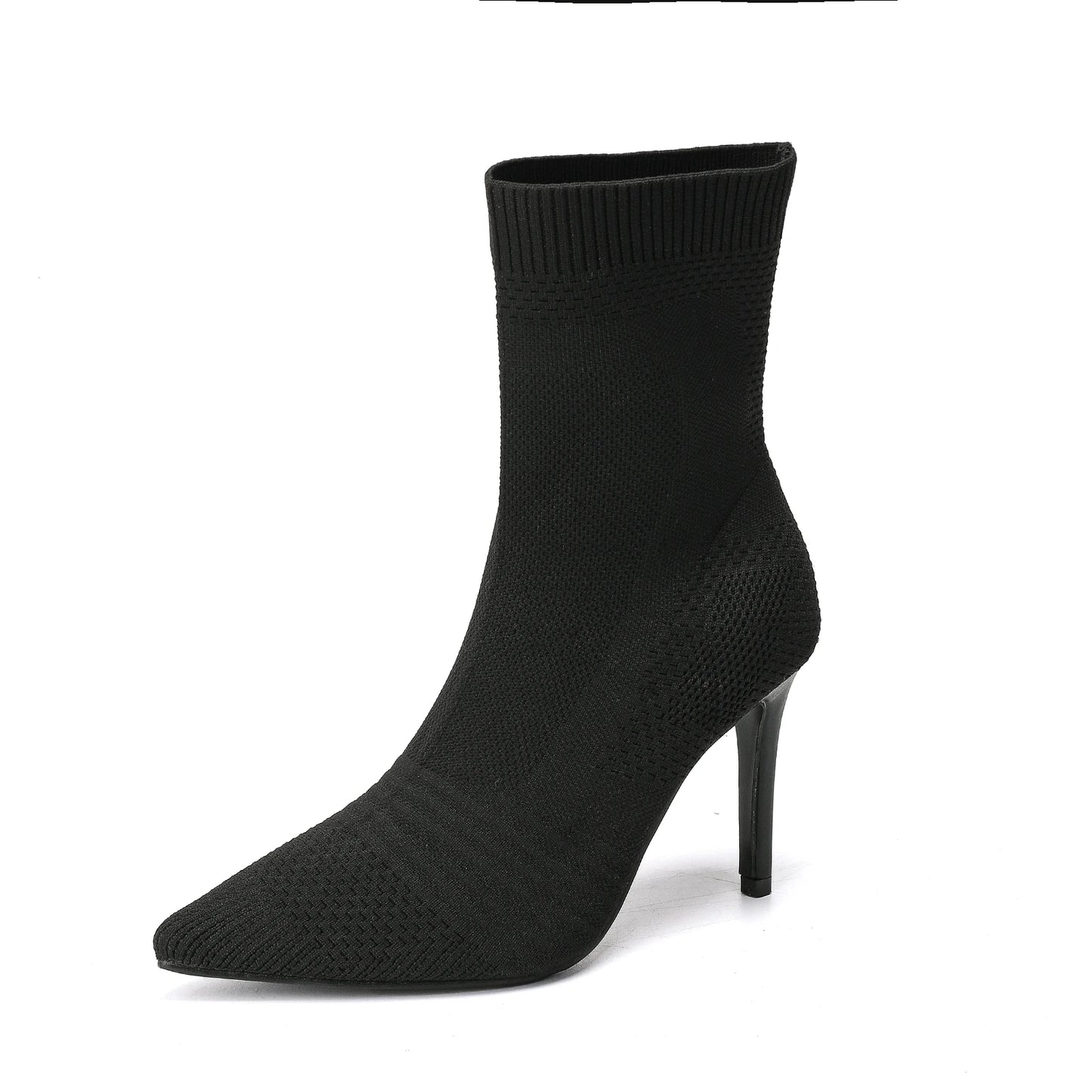 New Style Stiletto High Heel Knitted Women's Boots Elastic Pointed Toe Fashionable Women's Socks Boots 9CM Short Boots