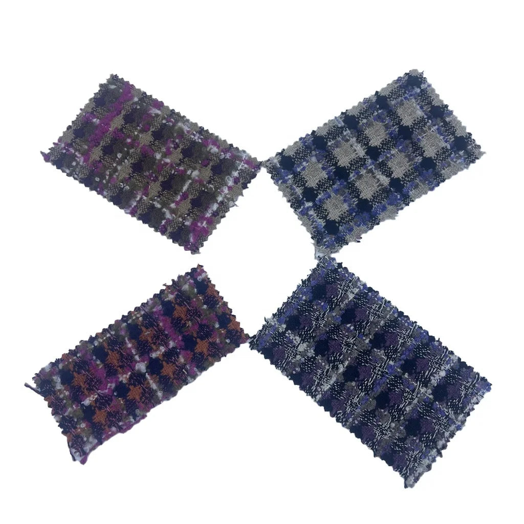 Fabric Supplier Woven Plaid Houndstooth Tweed Wool Polyester Fashion Fabrics for Clothing 2071