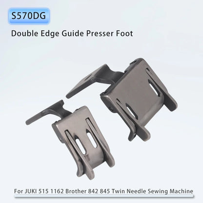 S570DG Double Edge Guide Presser Foot for JUKI 515 1162 Brother 842 845 Twin Needle Sewing Machine Parts Size 0.1cm 0.2cm