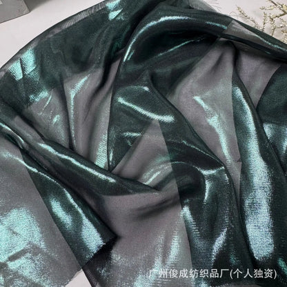 Elegant Retro Style Hanfu Sling Dress New Light Ultra-Thin 100% Polyester Chiffon 75D Weft Fabric with Bronzing Decorative Cloth