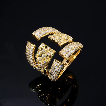 014477 Vintage Style Gold Plated Band Rings Zircon Free Size Ring Hip Hop Good Quality Brass Material Cubic Zirconia Ring