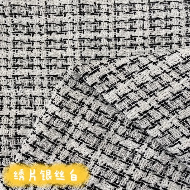 Wholesale 100% Polyester Woolen Fabric Fiber Plaid Check Woven Woolen Yarn Dyed Tweed Fabric for Coat Clothing Dress Vest Skirt