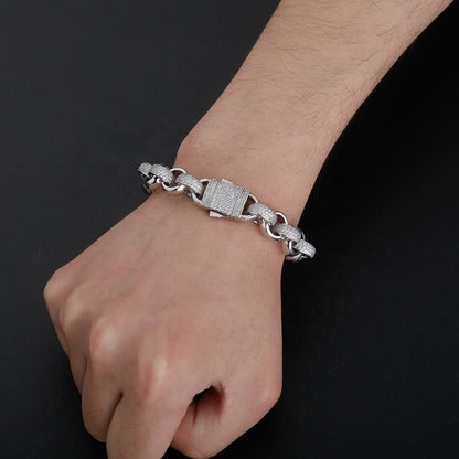 Hot Sale Bracelet Luxury 12mm O Shape Cuban Link Chain Gold Plated Jewelry Crystal Bracelet