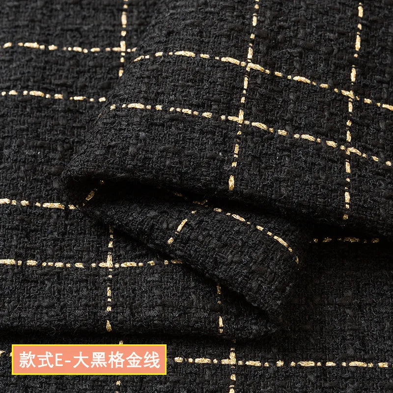 Wholesale 100% Polyester Woolen Fabric Fiber Plaid Check Woven Woolen Yarn Dyed Tweed Fabric for Coat Clothing Dress Vest Skirt