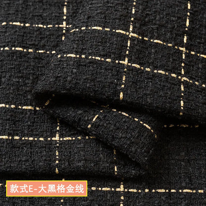 Wholesale 100% Polyester Woolen Fabric Fiber Plaid Check Woven Woolen Yarn Dyed Tweed Fabric for Coat Clothing Dress Vest Skirt