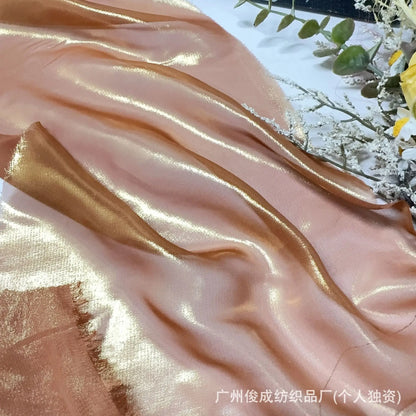 Elegant Retro Style Hanfu Sling Dress New Light Ultra-Thin 100% Polyester Chiffon 75D Weft Fabric with Bronzing Decorative Cloth