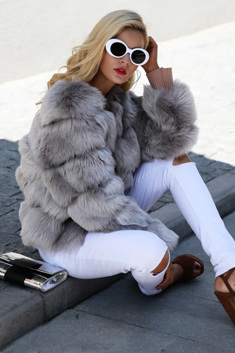 Elegant Short Length Artificial Fur Jacket for Women to Stay Cozy and Stylish During Cold Weather Days
