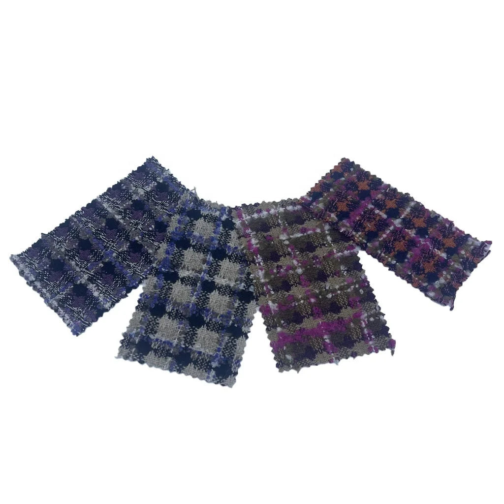 Fabric Supplier Woven Plaid Houndstooth Tweed Wool Polyester Fashion Fabrics for Clothing 2071