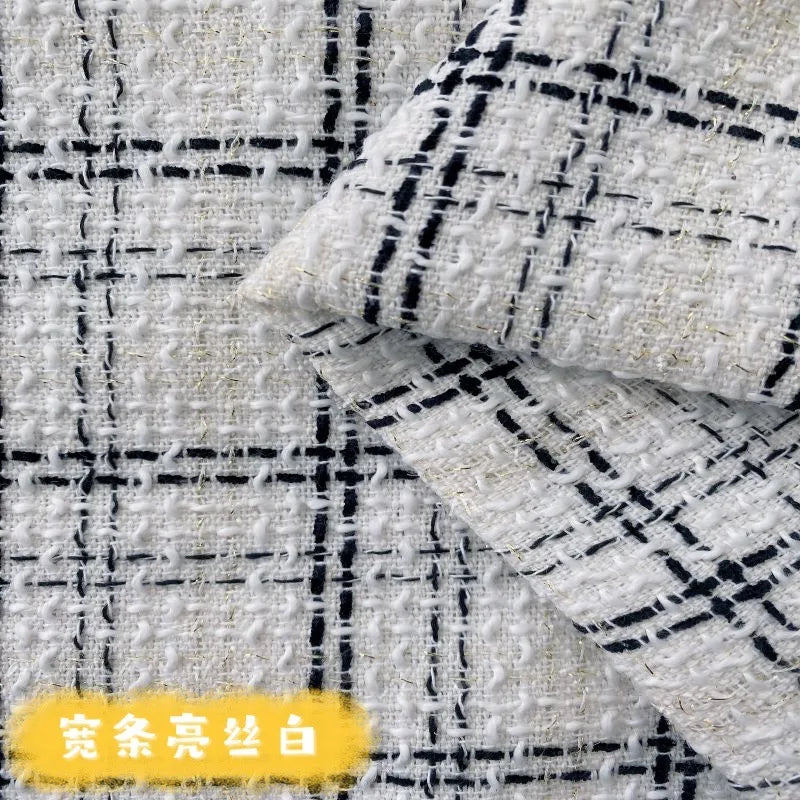 Wholesale 100% Polyester Woolen Fabric Fiber Plaid Check Woven Woolen Yarn Dyed Tweed Fabric for Coat Clothing Dress Vest Skirt