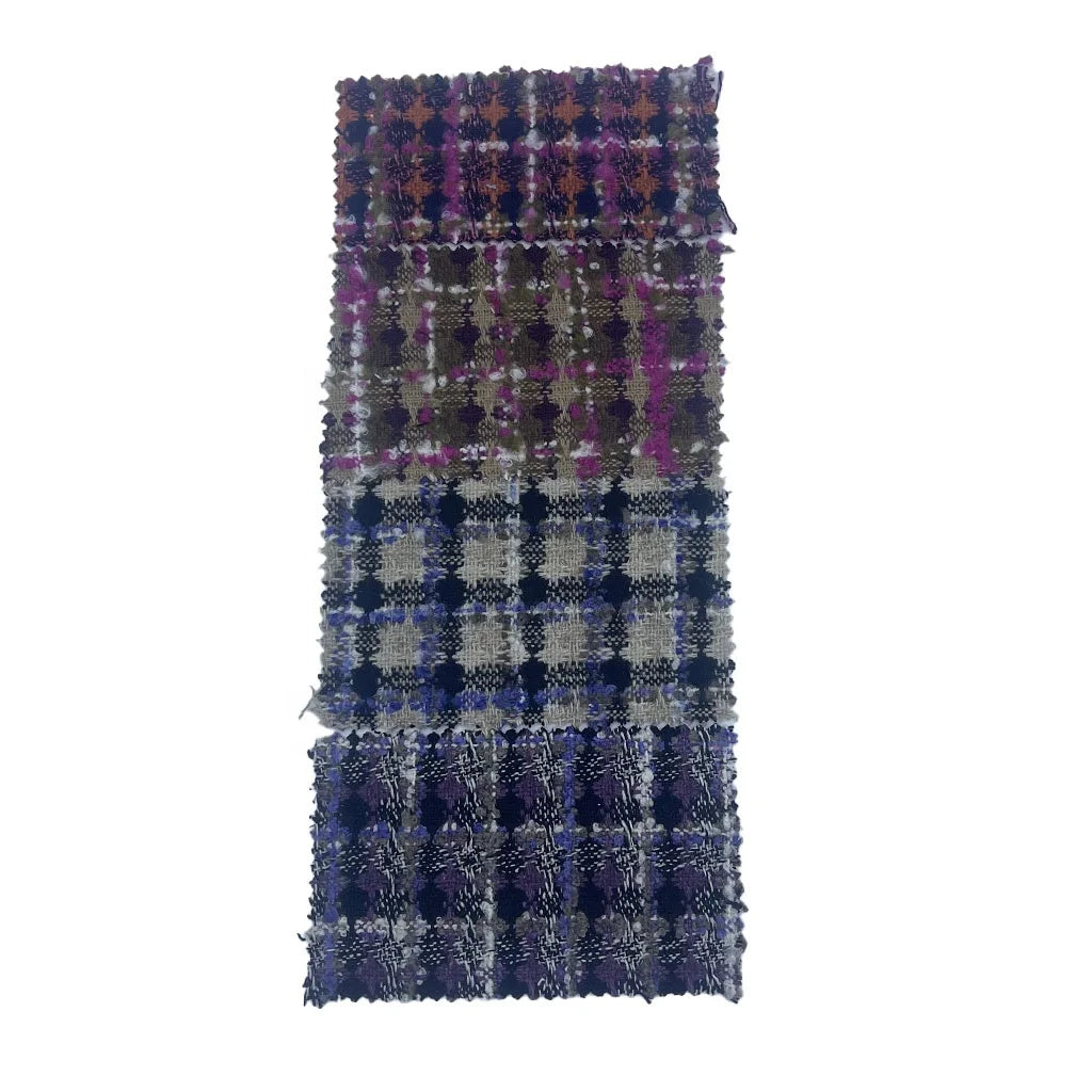 Fabric Supplier Woven Plaid Houndstooth Tweed Wool Polyester Fashion Fabrics for Clothing 2071