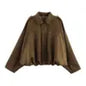 PB&ZA Women 2025 Spring New Chic Fashion Suede Bomber Jacket with Lapel Coat Vintage Long Sleeve Female Outerwear Chic