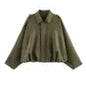 PB&ZA Women 2025 Spring New Chic Fashion Suede Bomber Jacket with Lapel Coat Vintage Long Sleeve Female Outerwear Chic