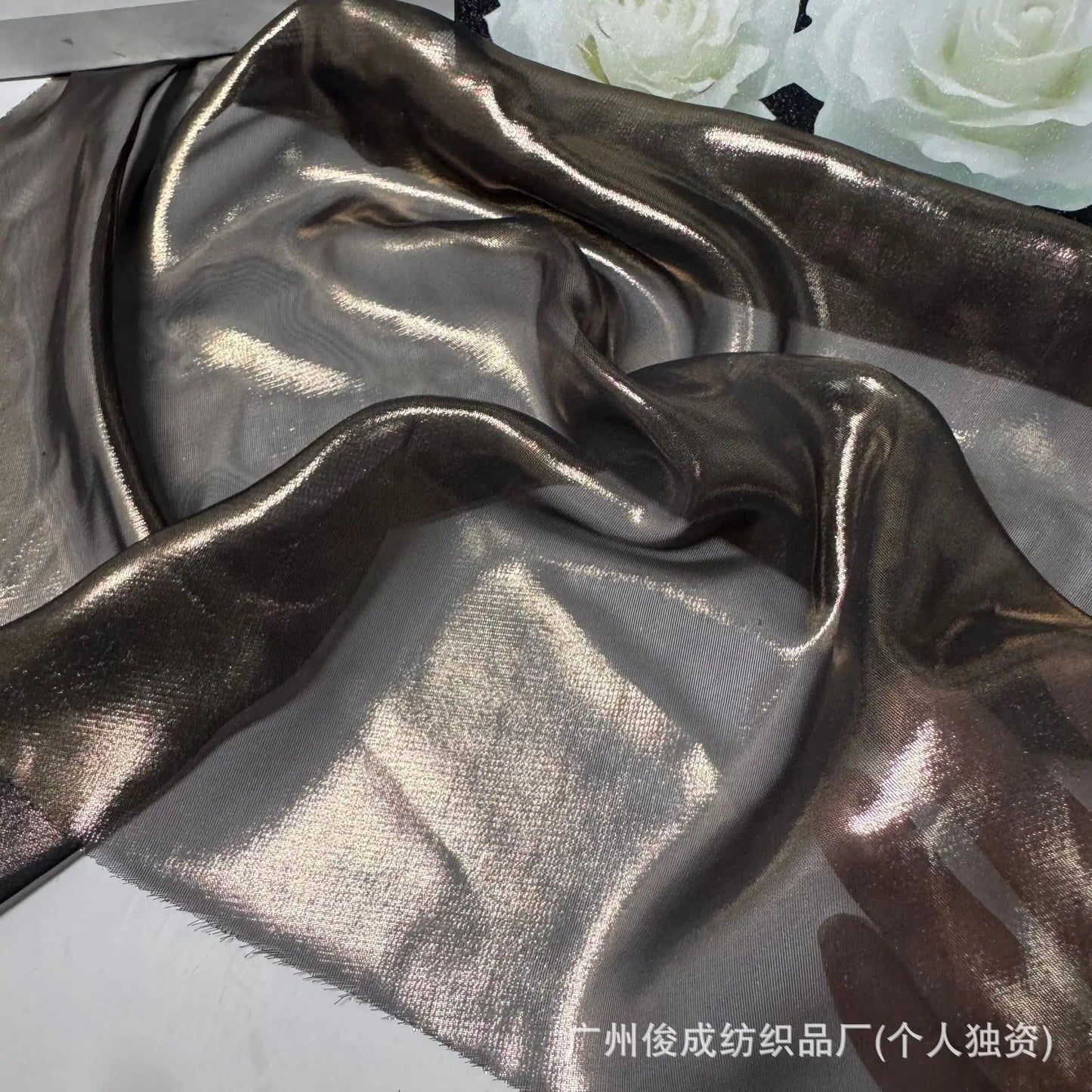 Elegant Retro Style Hanfu Sling Dress New Light Ultra-Thin 100% Polyester Chiffon 75D Weft Fabric with Bronzing Decorative Cloth