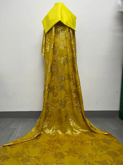 Organic 100% Silk Chiffon Fabric Dirac Set for Girls Printed Wedding Dresses with Woven Somali Gorgorad Motifs Lightweight