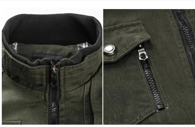 Pocket Men's Coats Plus Size Men's Jackets Wholesale 2023 Hot Casual Stand up Collar Cotton 1 Piece Canvas Thin COW Skin Solid