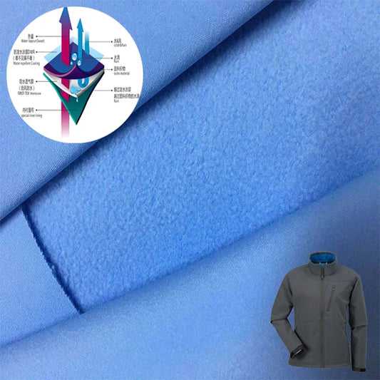 4-way Mechanical Stretch Bonded Polar Fleece Waterproof Breathable Tpu Film 3 Layer Softshell Fabric for Outdoor Ski Wear Fabric