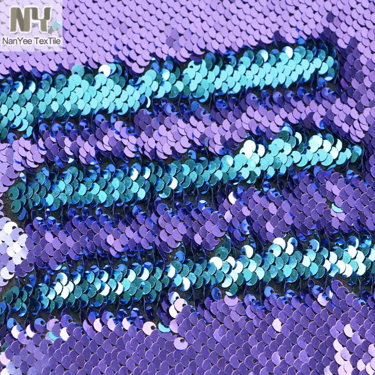 Nanyee Textile Light Purple & Turquoise Color 5mm Flipped Reversible Changing Sequin Cushion Cover Fabric
