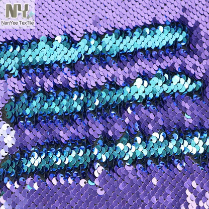 Nanyee Textile Light Purple & Turquoise Color 5mm Flipped Reversible Changing Sequin Cushion Cover Fabric