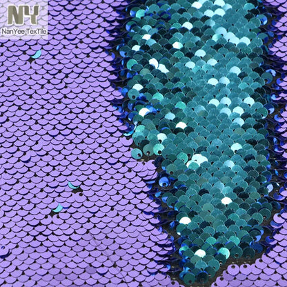 Nanyee Textile Light Purple & Turquoise Color 5mm Flipped Reversible Changing Sequin Cushion Cover Fabric