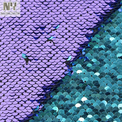 Nanyee Textile Light Purple & Turquoise Color 5mm Flipped Reversible Changing Sequin Cushion Cover Fabric