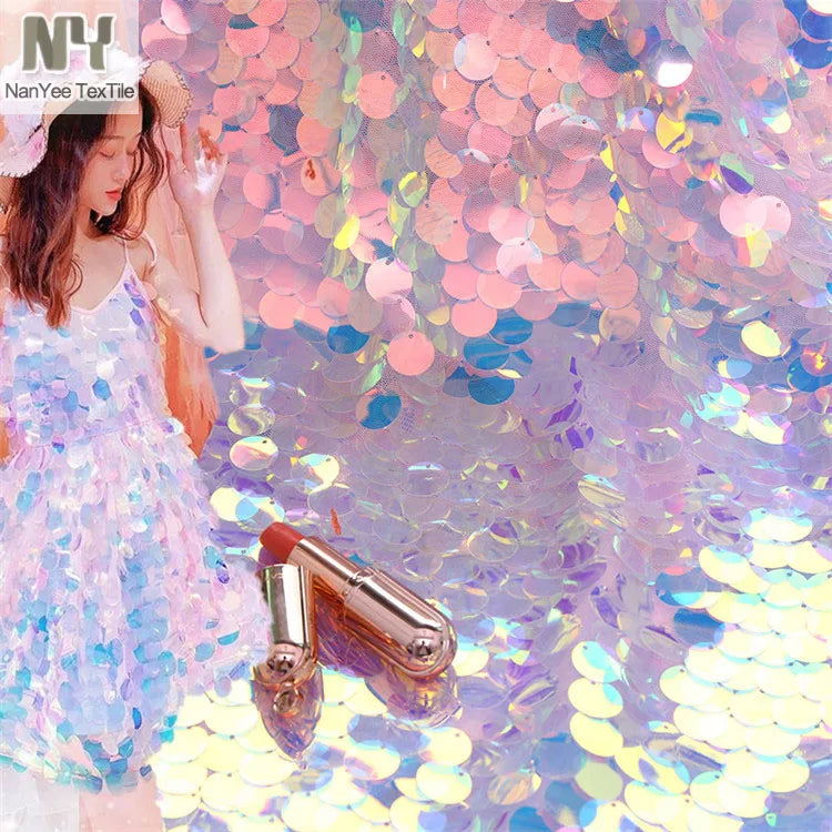 Nanyee Textile INS Pink Wall Decoration Photograph Sequin Backdrop Fabric