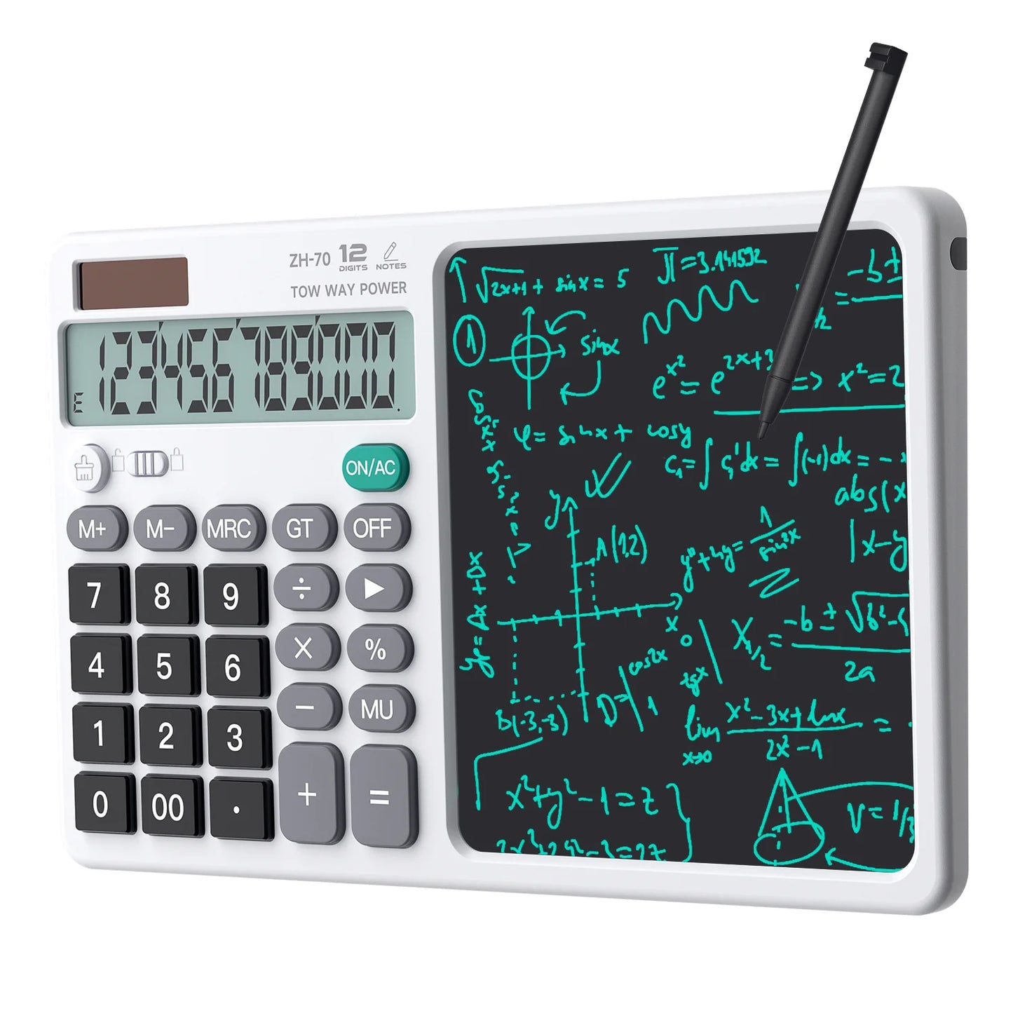 Smart Drawing 12-Digit Scientific Calculator LCD Writing Pad Factory Office School Tool for Promotions Button Battery Operated