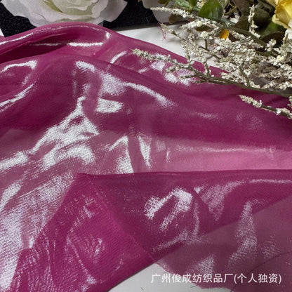 Elegant Retro Style Hanfu Sling Dress New Light Ultra-Thin 100% Polyester Chiffon 75D Weft Fabric with Bronzing Decorative Cloth