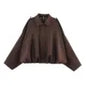 PB&ZA Women 2025 Spring New Chic Fashion Suede Bomber Jacket with Lapel Coat Vintage Long Sleeve Female Outerwear Chic