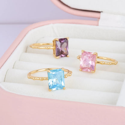 Bijoux En Argent Jewelry Crystal Gemstone 925 Sterling Silver Custom Birthstone Ring Amethyst Tiny Ring Band Summer Ring