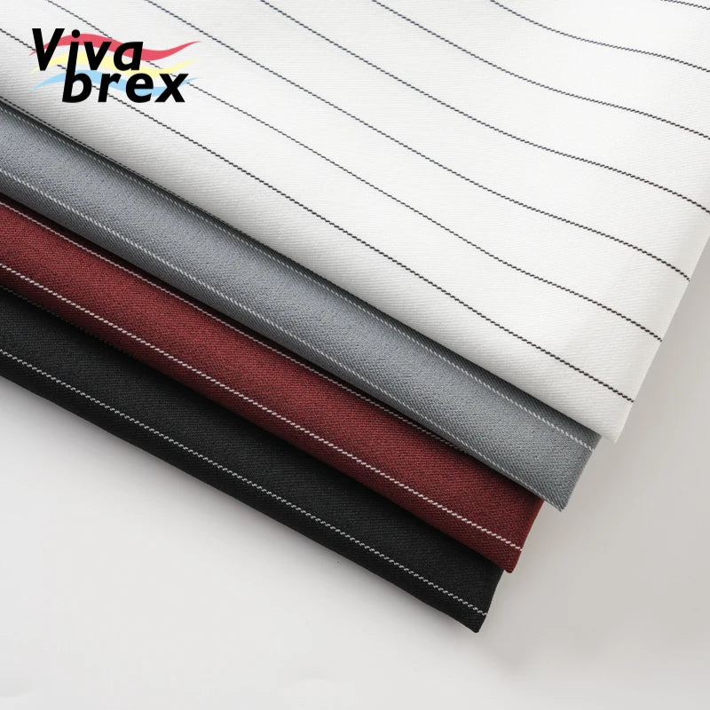 100% Polyester Fabric 200gsm Yarn-Dyed Striped Stretch Solid & Striped Work Suits Uniforms Fashion Pants
