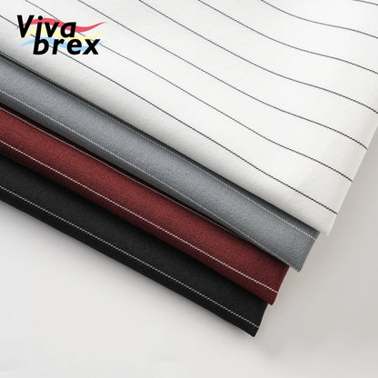 100% Polyester Fabric 200gsm Yarn-Dyed Striped Stretch Solid & Striped Work Suits Uniforms Fashion Pants