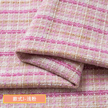 Wholesale 100% Polyester Woolen Fabric Fiber Plaid Check Woven Woolen Yarn Dyed Tweed Fabric for Coat Clothing Dress Vest Skirt