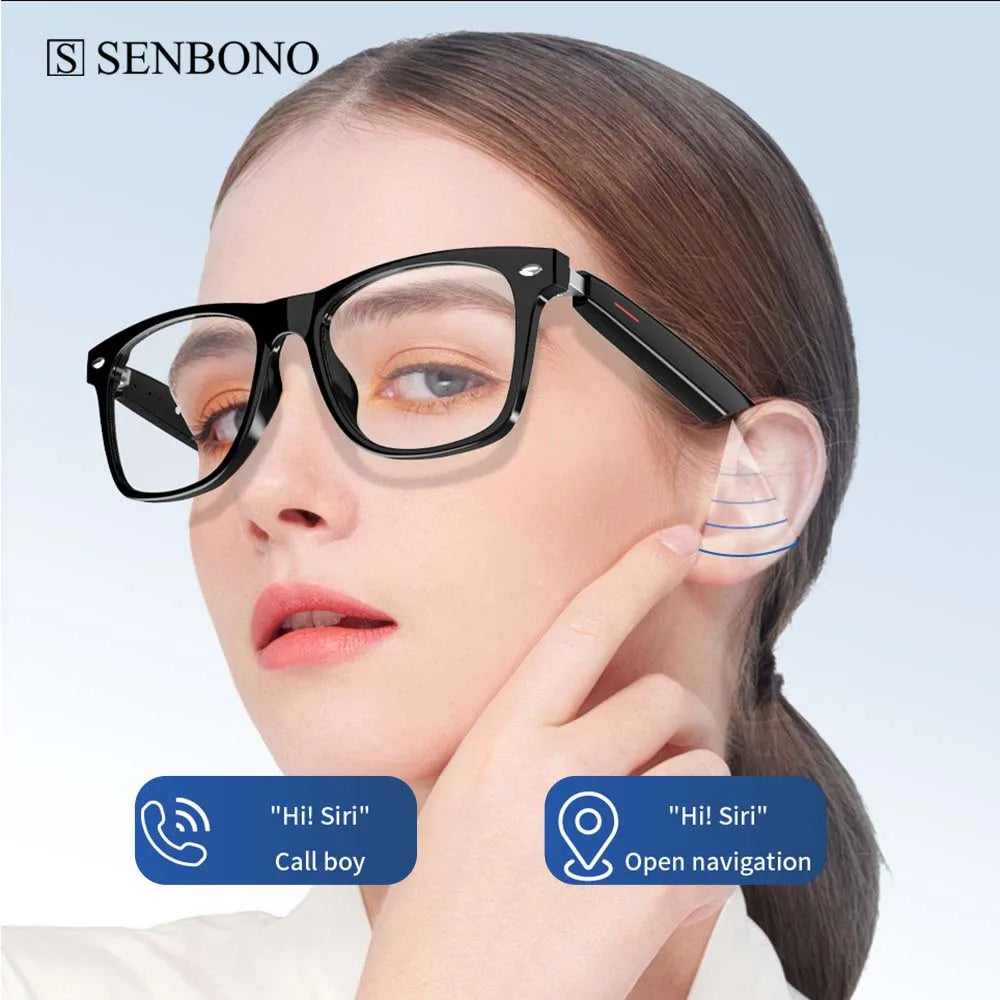 SENBONO E13 Smart Glasses Wireless Outdoor Sport BT 5.0 Sunglasses Hands-Free Calls Music Anti-Blue Light IPX-6 Waterproof Touch