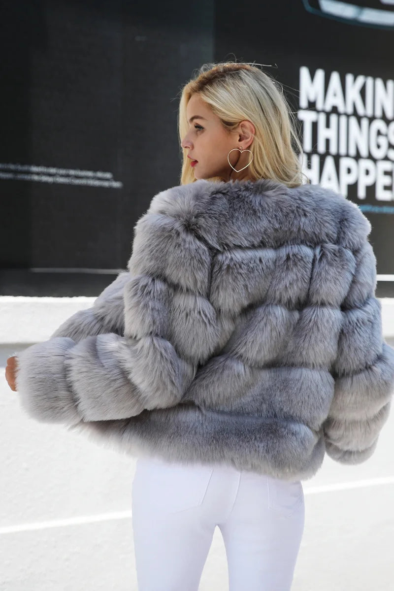 Elegant Short Length Artificial Fur Jacket for Women to Stay Cozy and Stylish During Cold Weather Days
