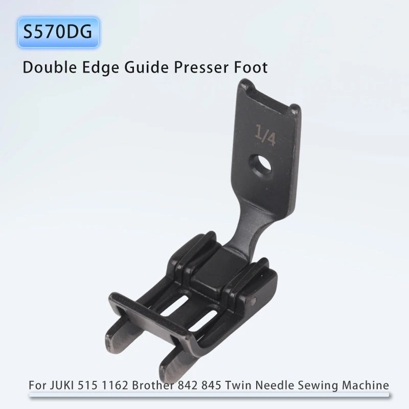 S570DG Double Edge Guide Presser Foot for JUKI 515 1162 Brother 842 845 Twin Needle Sewing Machine Parts Size 0.1cm 0.2cm
