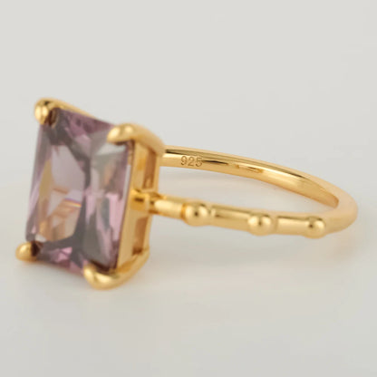 Bijoux En Argent Jewelry Crystal Gemstone 925 Sterling Silver Custom Birthstone Ring Amethyst Tiny Ring Band Summer Ring